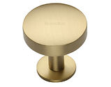 Heritage Brass Domed Disc Cabinet Knob With Rose (32mm OR 38mm), Satin Brass - C3878-SB