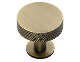 Heritage Brass Disc Knurled Design Cabinet Knob With Rose (32mm OR 38mm), Antique Brass - C3882-AT