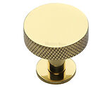 Heritage Brass Disc Knurled Design Cabinet Knob With Rose (32mm OR 38mm), Polished Brass - C3882-PB