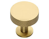Heritage Brass Disc Knurled Design Cabinet Knob With Rose (32mm OR 38mm), Satin Brass - C3882-SB