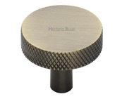 Heritage Brass Disc Knurled Cabinet Knob (32mm OR 38mm), Antique Brass - C3884-AT