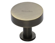 Heritage Brass Disc Cabinet Knob With Base (32mm OR 38mm), Antique Brass - C3885-AT