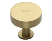 Heritage Brass Disc Cabinet Knob With Base (32mm OR 38mm), Satin Brass - C3885-SB