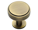 Heritage Brass Stepped Disc Cabinet Knob With Rose (32mm OR 38mm), Antique Brass - C3954-AT