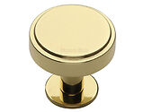 Heritage Brass Stepped Disc Cabinet Knob With Rose (32mm OR 38mm), Polished Brass - C3954-PB