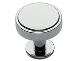 Heritage Brass Stepped Disc Cabinet Knob With Rose (32mm OR 38mm), Polished Chrome - C3954-PC