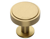 Heritage Brass Stepped Disc Cabinet Knob With Rose (32mm OR 38mm), Satin Brass - C3954-SB