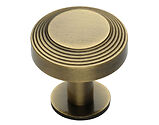 Heritage Brass Ridge Cabinet Knob With Rose (32mm OR 38mm), Antique Brass - C3958-AT