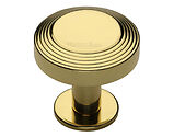 Heritage Brass Ridge Cabinet Knob With Rose (32mm OR 38mm), Polished Brass - C3958-PB