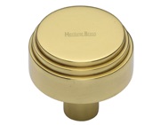 Heritage Brass Round Stepped Cabinet Knob (32mm OR 38mm), Polished Brass - C3987-PB