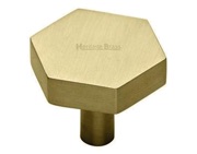 Heritage Brass Hexagon Cabinet Knob (32mm OR 38mm), Satin Brass - C4344-SB