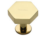 Heritage Brass Hexagon Cabinet Knob With Rose (32mm OR 38mm), Polished Brass - C4345-PB