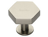 Heritage Brass Hexagon Cabinet Knob With Rose (32mm OR 38mm), Satin Nickel - C4345-SN