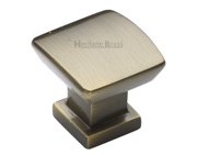 Heritage Brass Plinth Cabinet Knob With Base (25mm x 25mm OR 35mm x 35mm), Antique Brass - C4382-AT
