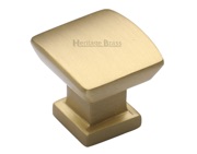 Heritage Brass Plinth Cabinet Knob With Base (25mm x 25mm OR 35mm x 35mm), Satin Brass - C4382-SB