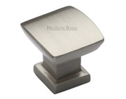 Heritage Brass Plinth Cabinet Knob With Base (25mm x 25mm OR 35mm x 35mm), Satin Nickel - C4382-SN