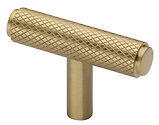 Heritage Brass Knurled T-Bar Cabinet Knob (45mm x 11mm), Satin Brass - C4415-SB