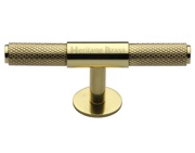 Heritage Brass Knurled Fountain Cabinet Knob/Pull Handle (60mm OR 90mm), Polished Brass - C4463-PB