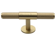 Heritage Brass Knurled Fountain Cabinet Knob/Pull Handle (60mm OR 90mm), Satin Brass - C4463-SB