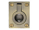 Heritage Brass Flush Ring Cabinet Pull (38mm x 50mm OR 50mm x 63mm), Antique Brass - C6337-AT