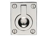 Heritage Brass Flush Ring Cabinet Pull (38mm x 50mm OR 50mm x 63mm), Polished Nickel - C6337-PNF