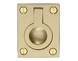 Heritage Brass Flush Ring Cabinet Pull (38mm x 50mm OR 50mm x 63mm), Satin Brass - C6337-SB