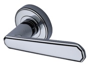 Heritage Brass Century Art Deco Style Door Handles On Round Rose, Polished Chrome - CEN1924-PC (sold in pairs)
