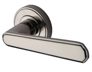 Heritage Brass Century Art Deco Style Door Handles On Round Rose, Polished Nickel - CEN1924-PNF (sold in pairs)