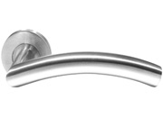 Consort Arc Lever On Round Rose, Satin Stainless Steel Door Handles - CH599SS (sold in pairs)