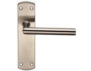 Eurospec Mitred Stainless Steel Door Handles On Backplates, Satin Stainless Steel - CSLP1162SSS (sold in pairs)