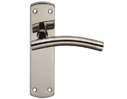 Eurospec Curved Stainless Steel Door Handles On Backplates, Dual Finish Satin & Polished Stainless Steel - CSLP1163 (sold in pairs)