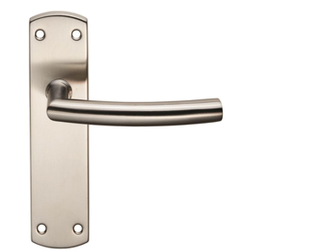 Eurospec Arched Stainless Steel Door Handles On Backplates, Satin Stainless Steel - CSLP1167SSS (sold in pairs)