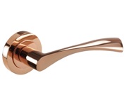 Access Hardware Wing Design Door Handles On Round Rose, Rose Gold - D2210CU (sold in pairs)