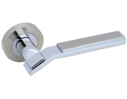 Access Hardware Deco Door Handles On Round Rose, Dual Finish Polished & Satin Nickel - D4510DZ (sold in pairs)