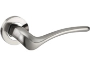 Access Hardware Wave Door Handles On Round Rose, Dual Finish Polished & Satin Chrome - D4710DZ (sold in pairs)