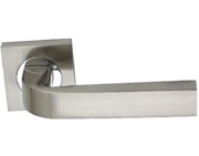 Darcel Adriane Door Handles On Square Rose, Dual Finish Satin Nickel & Polished Chrome - DCADR-SNCP (sold in pairs)