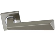 Darcel Christiane Door Handles On Square Rose, Dual Finish Satin Nickel & Polished Chrome - DCCHR-SNCP (sold in pairs)