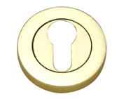Darcel Round Euro Profile Escutcheon, Polished Brass - DCEESC-PB (sold in pairs)