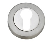 Darcel Round Euro Profile Escutcheon, Dual Finish Satin Nickel & Polished Chrome - DCEESC-SNCP (sold in pairs)