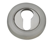 Darcel Round Euro Profile Escutcheon, Dual Finish Satin Nickel & Polished Nickel - DCEESC-SNNP (sold in pairs)