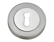 Darcel Standard Profile Round Escutcheon, Dual Finish Satin Nickel & Polished Chrome - DCESC-SNCP (sold in pairs)