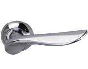 Darcel Juliette Door Handles On Round Rose, Polished Chrome - DCJUL-CP (sold in pairs)