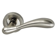 Darcel Mimi Door Handles On Round Rose, Dual Finish Satin Nickel & Polished Chrome - DCMIM-SNNP (sold in pairs)