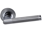 Darcel Nathalie Door Handles On Round Rose, Dual Finish Satin Chrome & Polished Chrome - DCNAT-SPC (sold in pairs)
