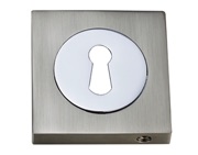 Darcel Square Standard Profile Escutcheon, Dual Finish Satin Nickel & Polished Chrome - DCSESC-SNCP (sold in pairs)
