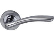 Darcel Tilly Door Handles On Round Rose, Dual Finish Satin Chrome & Polished Chrome - DCTIL-SPC (sold in pairs)