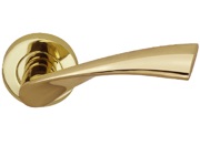 Darcel Yvette Door Handles On Round Rose, Polished Brass - DCYVE-PB (sold in pairs)