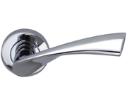 Darcel Yvette Door Handles On Round Rose, Polished Chrome - DCYVE-CP (sold in pairs)