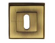Heritage Brass Art Deco Standard Key Escutcheon, Antique Brass - DEC7000-AT
