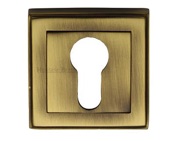 Heritage Brass Art Deco Euro Profile Key Escutcheon, Antique Brass - DEC7020-AT